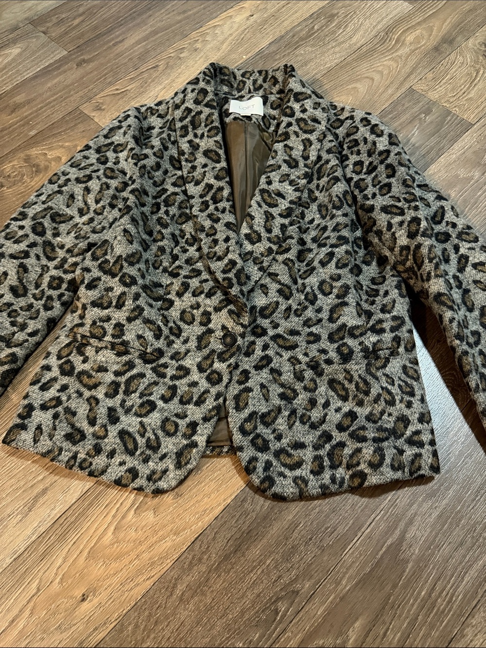 LOFT Leopard Print Blazer in Taupe and Black
